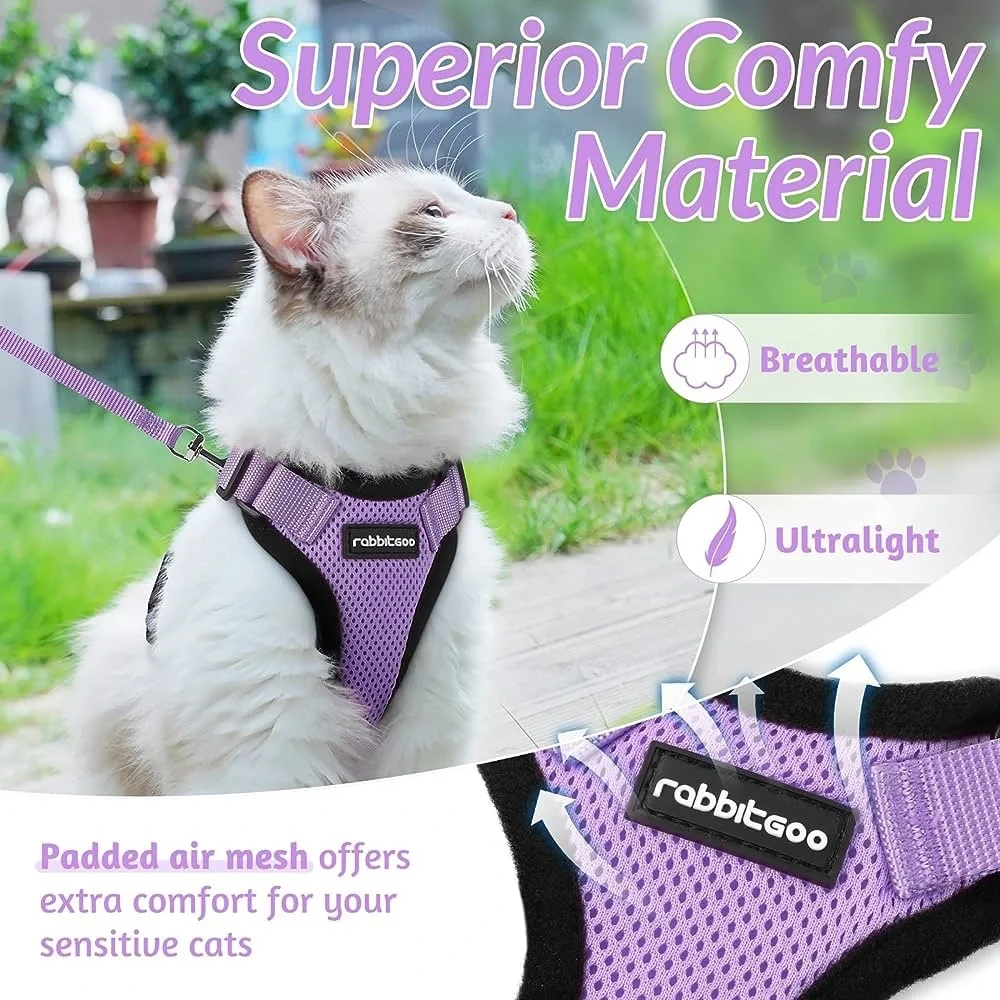 New Cat Harness and Leash Set (color: lilac) Rabbitgoo